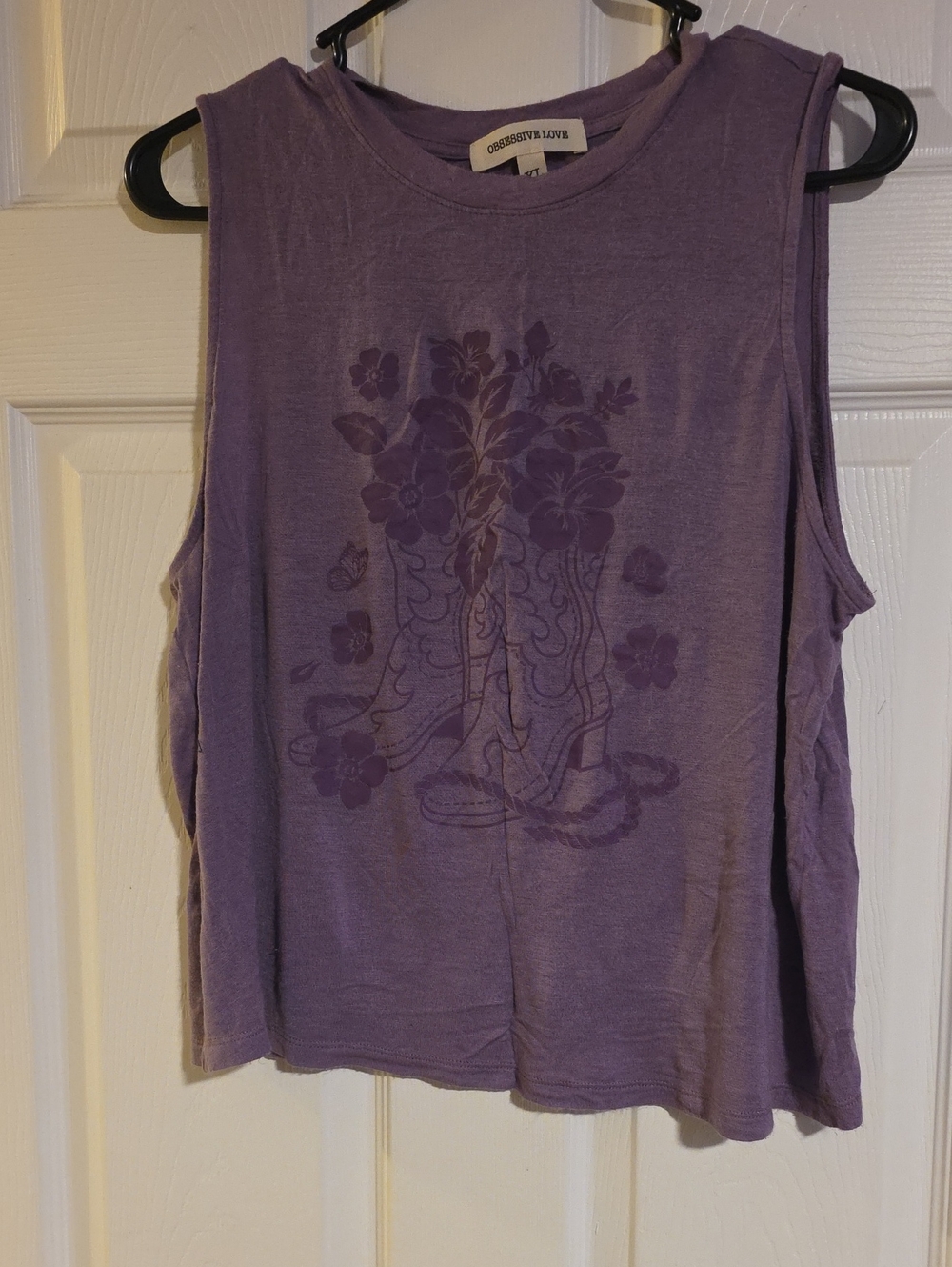 Obey Love Women's Purple Graphic Muscle Tee